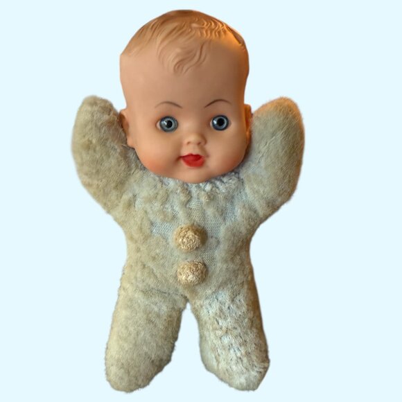 1950's Baby Boy Plush Body Rubber Head - Picture 3 of 14